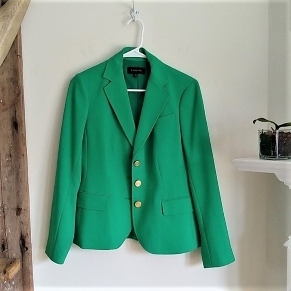 Talbots Kelly Green Blazer w/ Crest Buttons 6